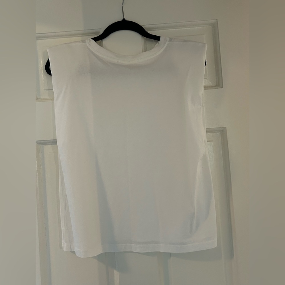 Zara White Shoulder Pad Tee